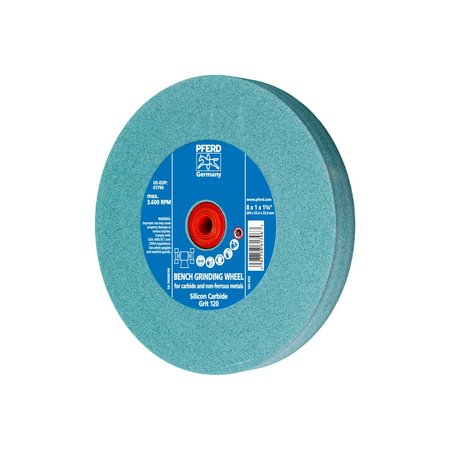 PFERD 8" x 1" Vitrified Bench Wheel - 1-1/4" A.H., Silicon Carbide, 120 Grit 61796